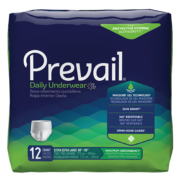 Prevail® Daily Underwear, Adult Absorbent Underwear, Unisex Disposable Pull On with Tear Away Seams, Moderate Absorbency