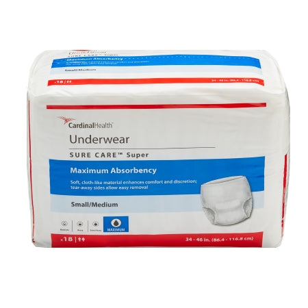 Cardinal Sure Care™ Adult Disposable Absorbent Underwear, Pull On with Tear Away Seams, Heavy Absorbency