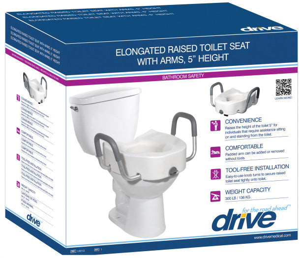 Drive Premium Plastic, Raised, Elongated Toilet Seat With Lock