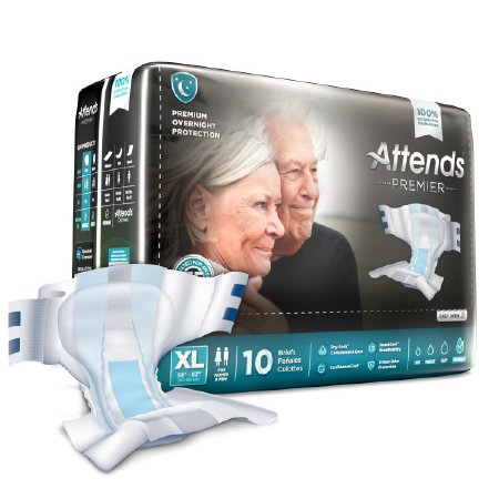 Attends® Premier Unisex Disposable Overnight Incontinence Brief, Heavy Absorbency