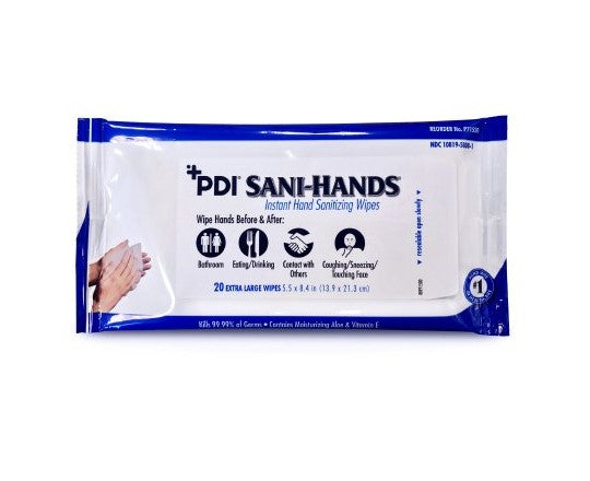 PDI Hand Sanitizing Wipe Sani-Hands® 20 Count Ethyl Alcohol Wipe Soft Pack