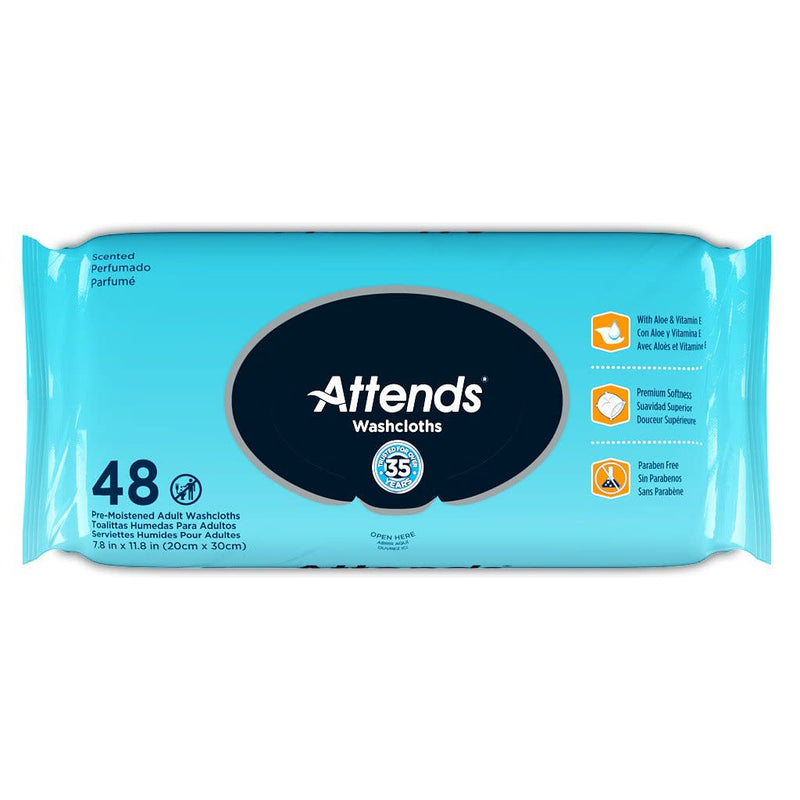 Attends® Scented Personal Wipe, 7.8 X 11.8 Inch, Aloe / Vitamin E, Soft Pack