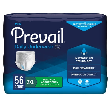 Prevail® Daily Underwear, Absorbent Underwear for Men, 2X-Large, Heavy Absorbency