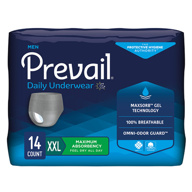 Prevail Daily Underwear, Men's Disposable Absorbent Underwear, Heavy Absorbency