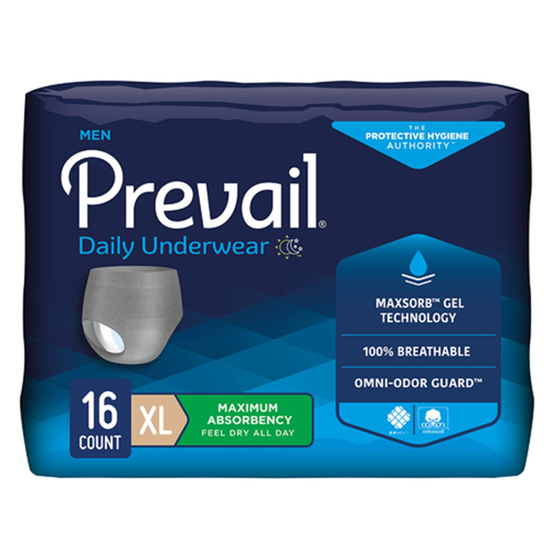 Prevail Daily Underwear, Men's Disposable Absorbent Underwear, Heavy Absorbency