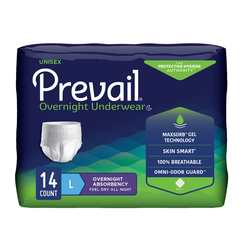 Prevail® Overnight Unisex Adult Disposable Absorbent Underwear, Heavy Absorbency