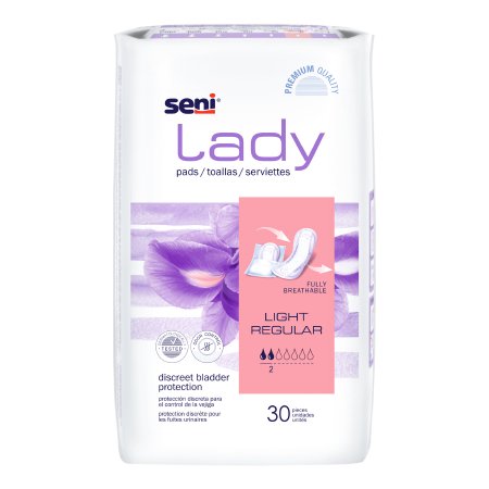 Seni® Lady Light Female Bladder Control Pad, Light Absorbency, 8.9 Inch Length, One Size Fits Most
