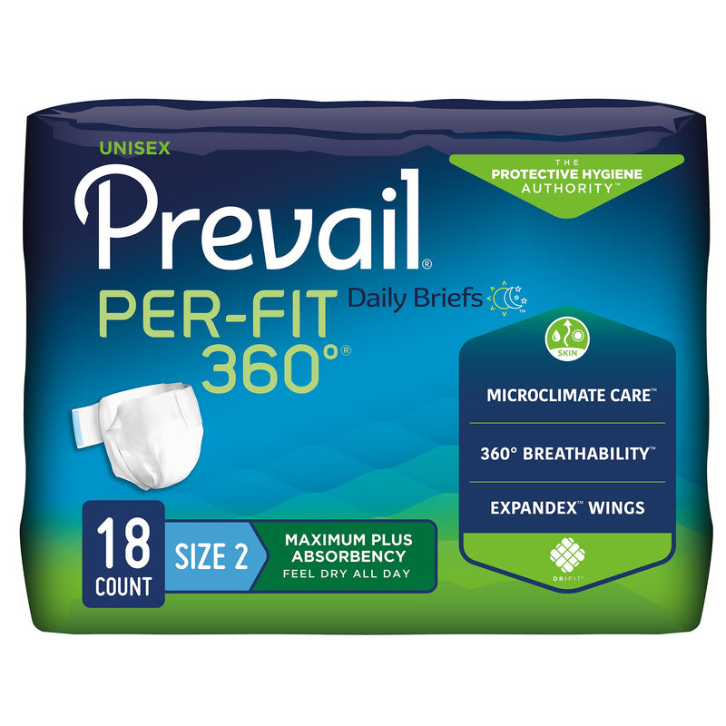 Prevail Per-Fit 360 Unisex Disposable Winged Incontinence Brief, Heavy Absorbency