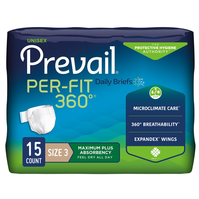 Prevail Per-Fit 360 Unisex Disposable Winged Incontinence Brief, Heavy Absorbency