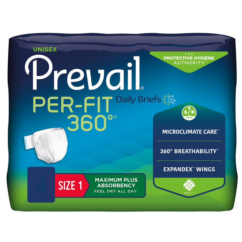 Prevail Per-Fit 360 Unisex Disposable Winged Incontinence Brief, Heavy Absorbency