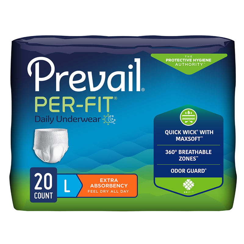 Prevail® Per-Fit® Extra Unisex Disposable Absorbent Underwear, Pull On with Tear Away Seams, Heavy Absorbency