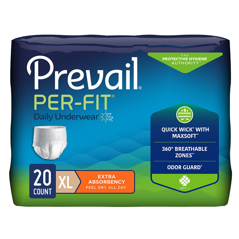 Prevail® Per-Fit® Extra Unisex Disposable Absorbent Underwear, Pull On with Tear Away Seams, Heavy Absorbency