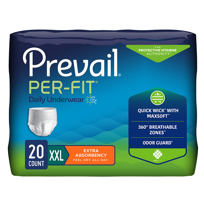 Prevail® Per-Fit® Extra Unisex Disposable Absorbent Underwear, Pull On with Tear Away Seams, Heavy Absorbency