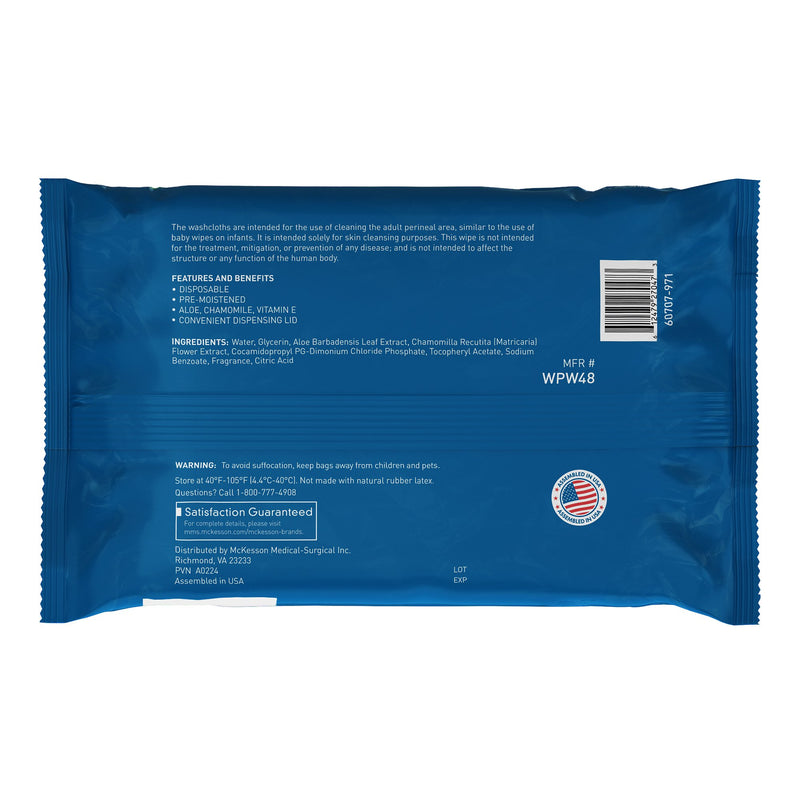 WPW48 McKesson Scented Personal Cleansing Wipe with Aloe / Vitamin E / Chamomile, Soft Pack