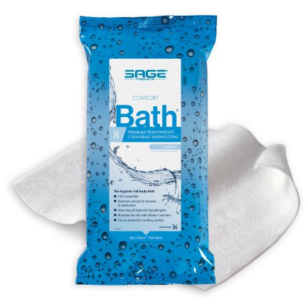 Sage® Comfort Bath® Cleansing Washcloths Premium Weight, 8 X 8 Inch, Soft Pack, Scented