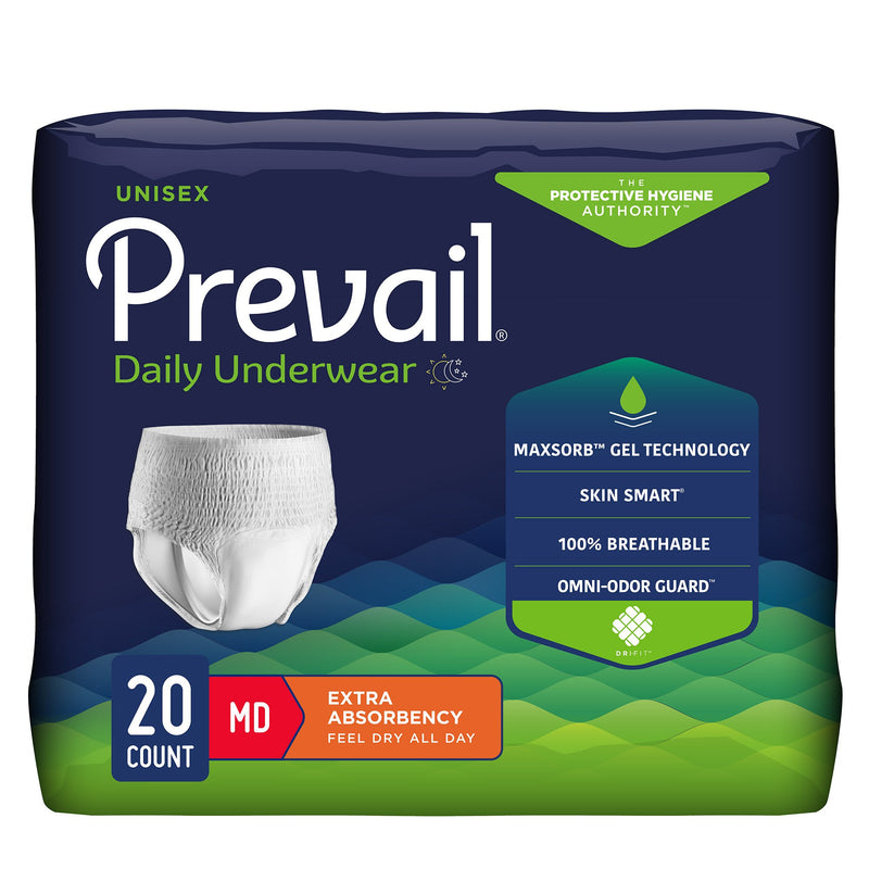 Prevail® Daily Underwear, Adult Absorbent Underwear, Unisex Disposable Pull On with Tear Away Seams, Moderate Absorbency