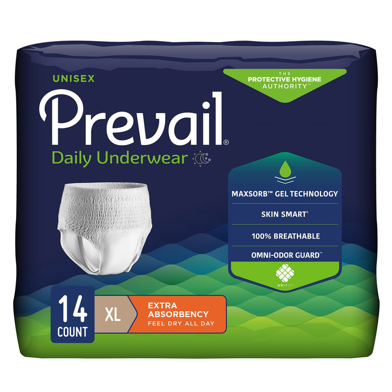 Prevail® Daily Underwear, Adult Absorbent Underwear, Unisex Disposable Pull On with Tear Away Seams, Moderate Absorbency