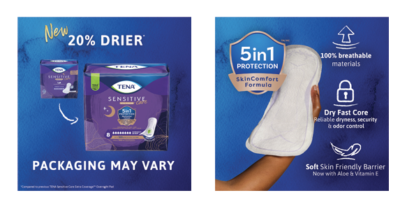 TENA® Sensitive Care Extra Coverage Female Disposable Overnight Pad, 16" Length (54282)