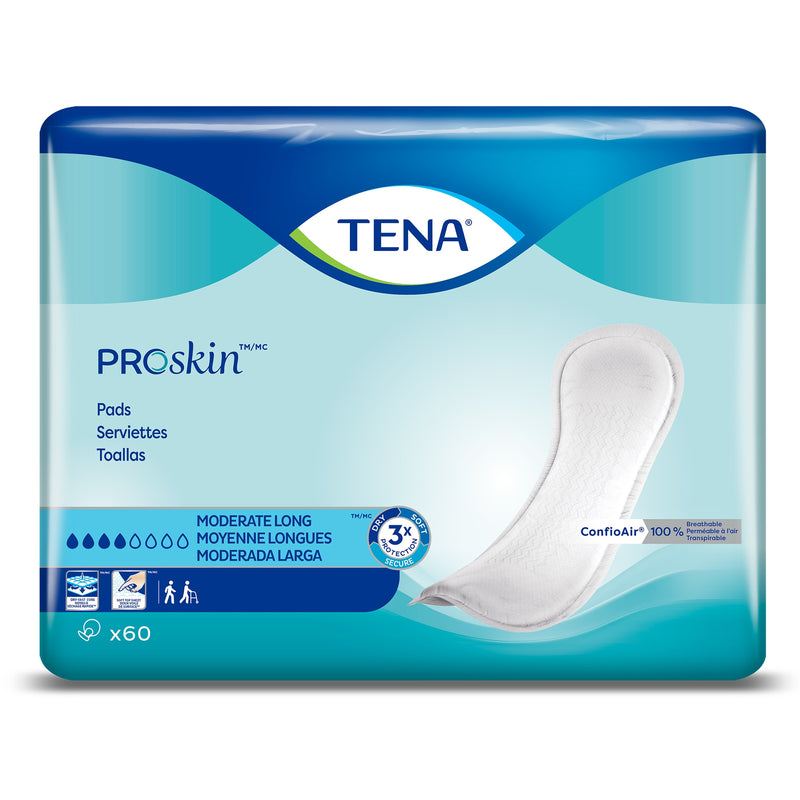 TENA® Moderate Long Unisex Disposable Bladder Control Pad, 12 Inch Long Length, One Size Fits Most, Moderate Absorbency