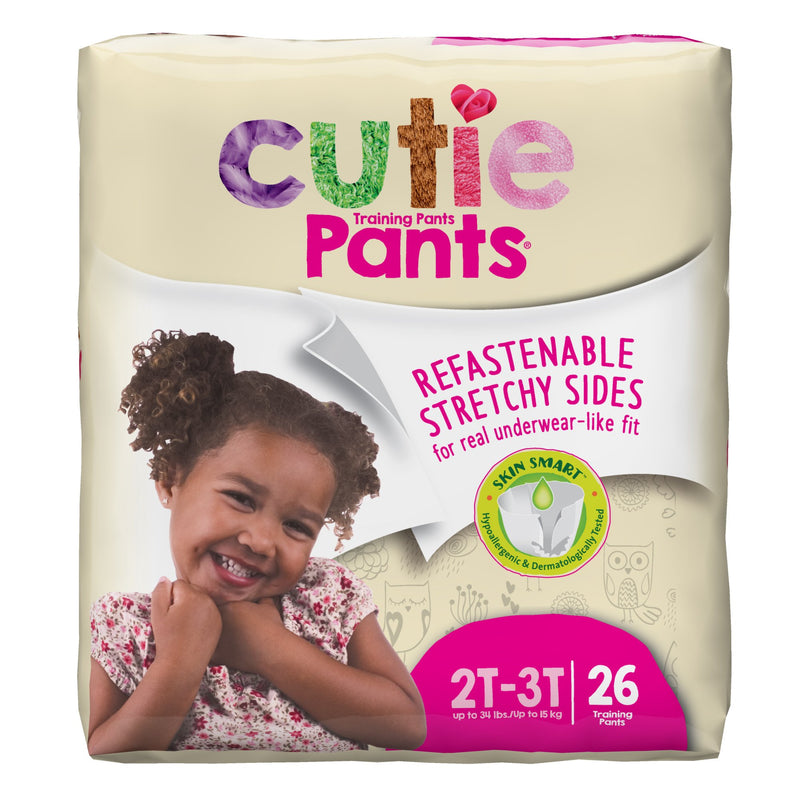 Cutie Pants® Disposable Toddler Training Pants for Girls, Pull On with Tear Away Seams, Pink Princess Print, Heavy Absorbency