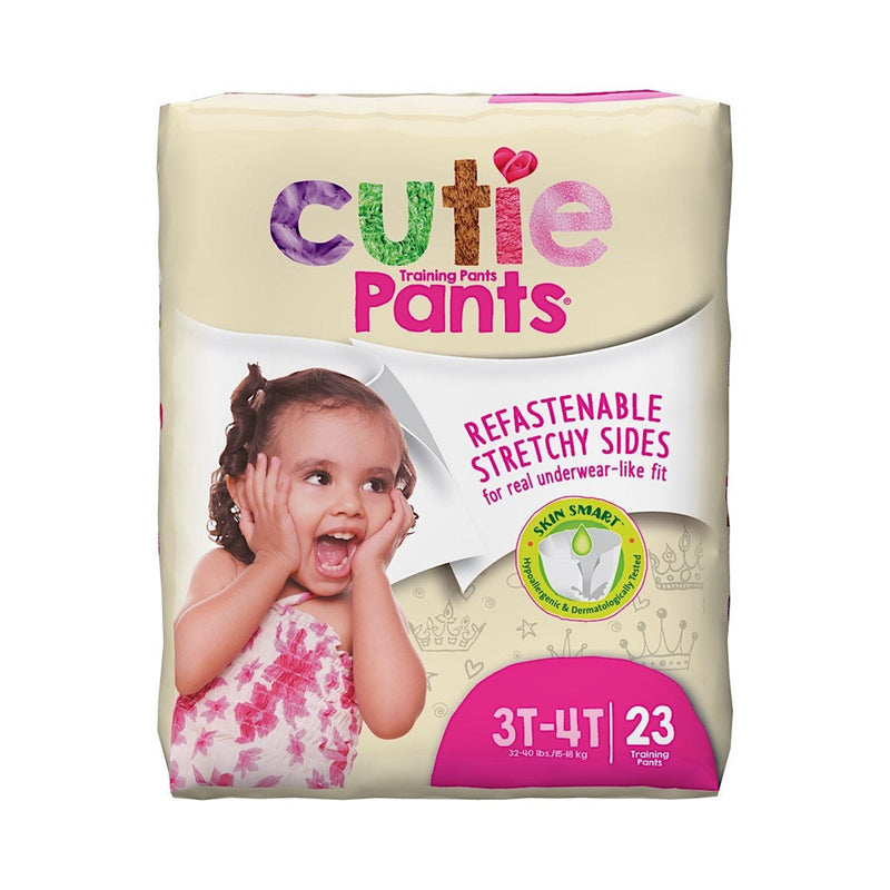 Cutie Pants® Disposable Toddler Training Pants for Girls, Pull On with Tear Away Seams, Pink Princess Print, Heavy Absorbency