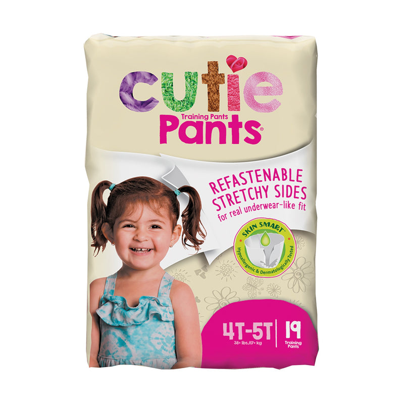 Cutie Pants® Disposable Toddler Training Pants for Girls, Pull On with Tear Away Seams, Pink Princess Print, Heavy Absorbency