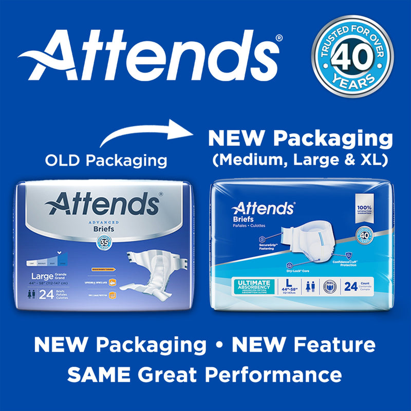 Attends® Advanced Briefs with Advanced Dry-Lock Technology for Adult Incontinence Care,  Heavy Absorbency