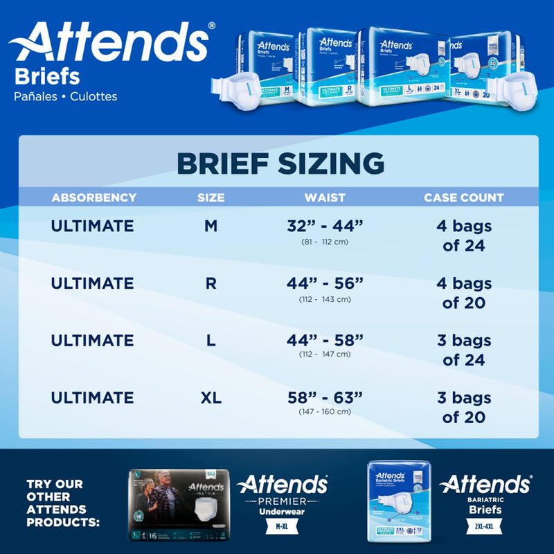 Attends® Advanced Briefs with Advanced Dry-Lock Technology for Adult Incontinence Care,  Heavy Absorbency