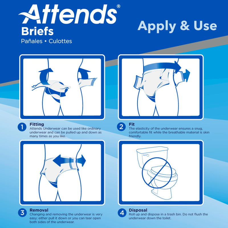 Attends® Advanced Briefs with Advanced Dry-Lock Technology for Adult Incontinence Care,  Heavy Absorbency