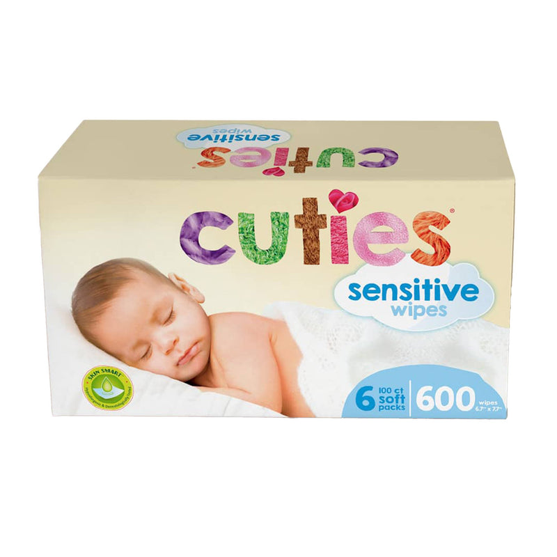 Cuties® Unscented Baby Wipe, 6-7/10 X 7-7/10 Inch, Aloe / Vitamin E, Soft Pack