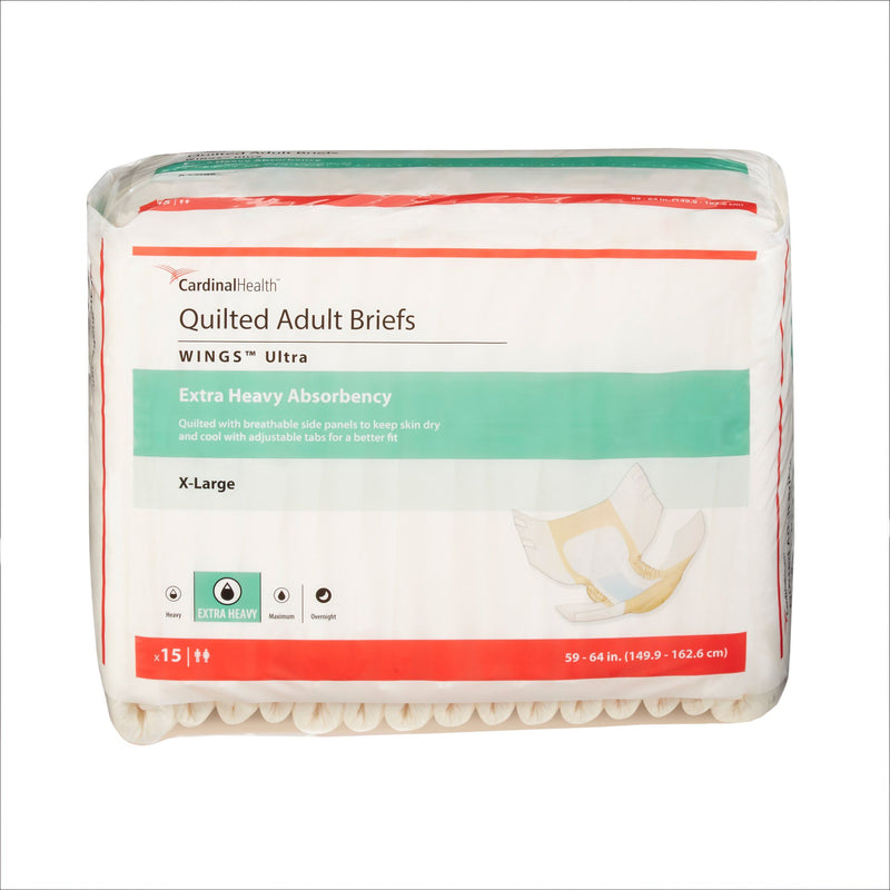 Wings™ Ultra Unisex Adult Quilted Incontinence Brief, Disposable Heavy Absorbency