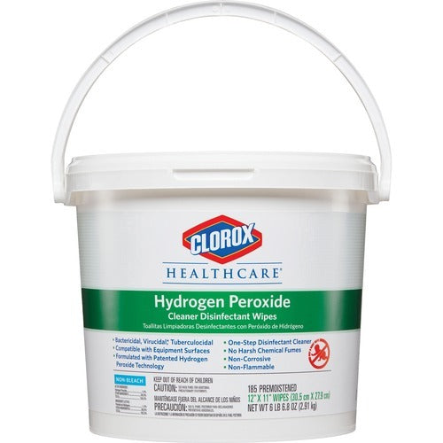 Clorox Healthcare® Disinfecting Wipes, w/Hydrogen Peroxide, Bleach Free Unscented 185 Wipes