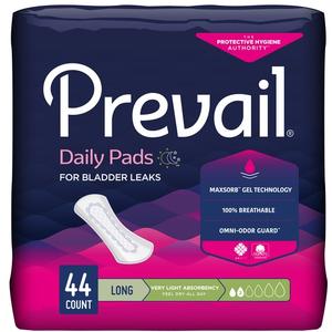 Prevail® Daily Pads Female Disposable Incontinence Liner, Small 8.35 Inch Length, Light Absorbency (PV-944/2)