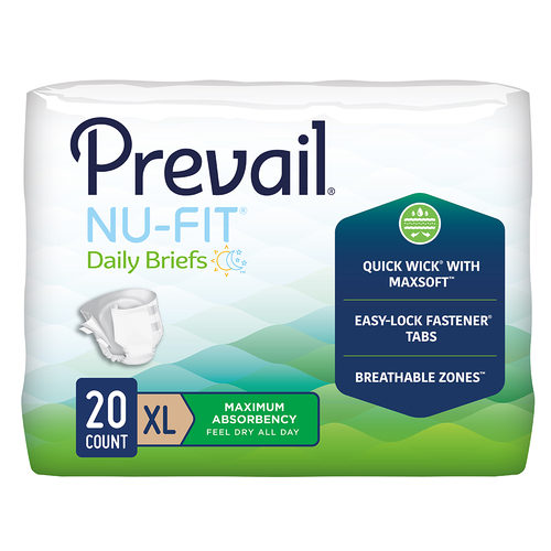 Prevail® Nu-Fit® Unisex Disposable Breathable Incontinence Brief, Heavy Absorbency