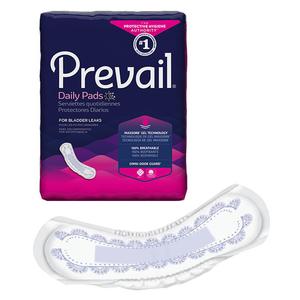 Prevail® Daily Pads Female Bladder Control Pad, 9-1/4 Inch Length, One Size Fits Most, Light Absorbency