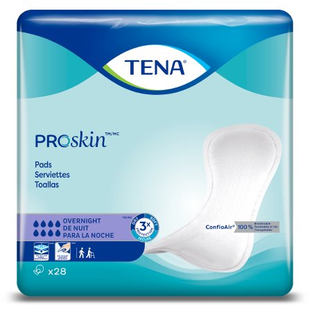 TENA® Light Overnight Unisex Disposable Bladder Control Pad, 16 Inch Length, One Size Fits Most, Heavy Absorbency