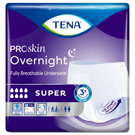 TENA® ProSkin™ Overnight Super Unisex Disposable Absorbent Underwear, Pull On with Tear Away Seams, Heavy Absorbency