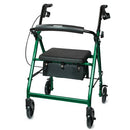 McKesson 4-wheel rollator, 6 in. Wheel, 32 - 37 in. Handle, Green, 300 lbs, Aluminum Frame, 1/EA