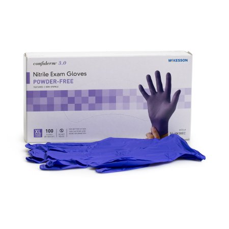 McKesson Confiderm 3.0 9.4 Inch Nitrile Ambidextrous Exam Gloves, 100s