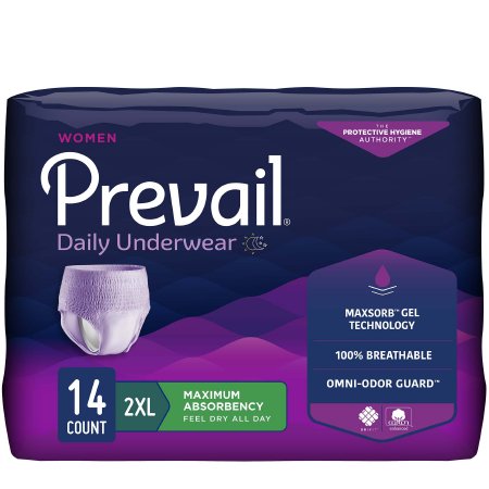Prevail® For Women Daily Underwear, Disposable Breathable Absorbent Underwear, Pull On with Tear Away Seams, Heavy Absorbency