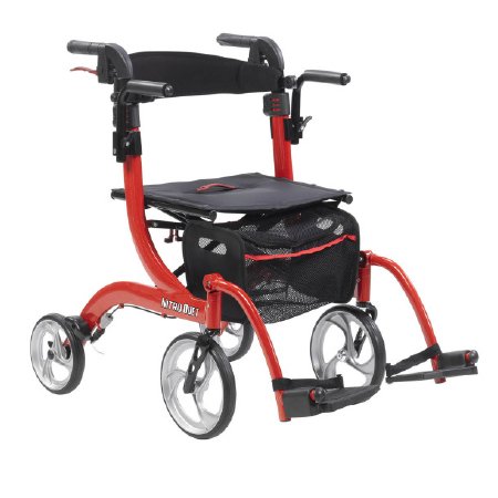 Nitro Duet Rollator and Transport Chair - Red
