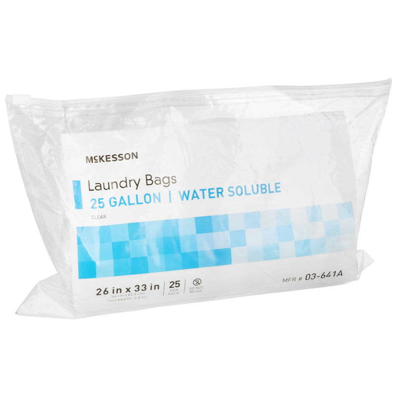 McKesson Laundry Bags, Hot Water Soluble - Clear, 20 - 25 Gallon Capacity, 26 in x 33 in