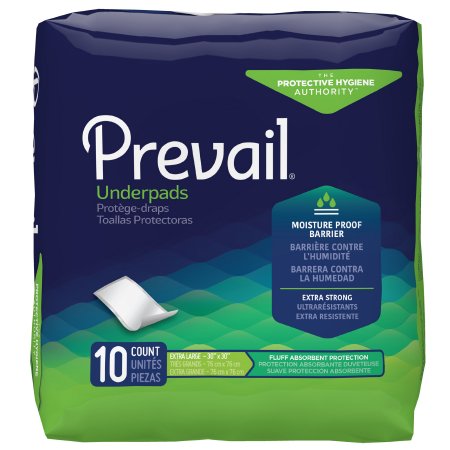 Underpad Prevail® 30 X 30 Inch Disposable Fluff Light Absorbency