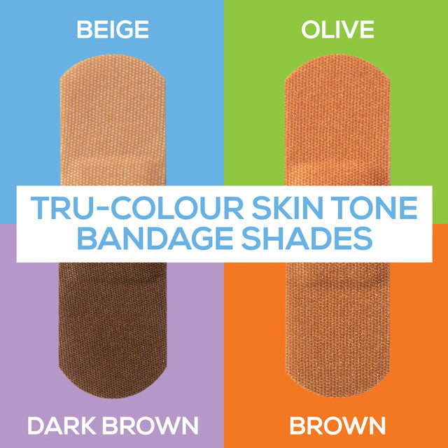 Tru-Colour 4-Skin Tone Shades Fabric Adhesive Bandage 1 x 3" Sterile 100 per Box
