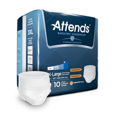 Unisex Adult Absorbent Underwear Attends® Bariatric Pull On with Tear Away Seams 3X-Large Disposable Heavy Absorbency