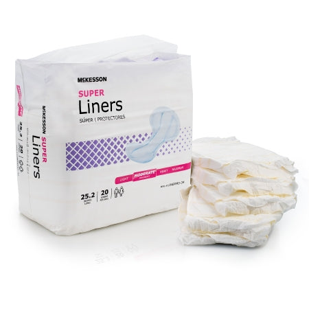 Incontinence Liner McKesson Super 25-1/5 Inch Length Moderate Absorbency Polymer Core One Size Fits Most