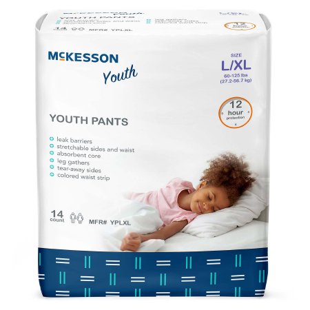 Unisex Youth Absorbent Underwear McKesson Pull On with Tear Away Seams Large / X-Large Disposable Heavy Absorbency