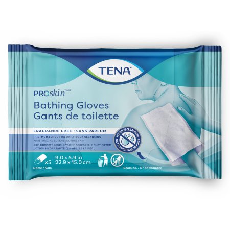 Rinse-Free Bathing Glove Wipe TENA® ProSkin™ Soft Pack Water / PEG-8 / Dimethicone Unscented 5 Count