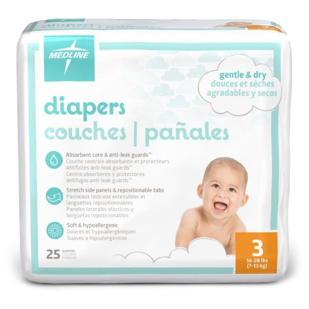 Unisex Baby Diaper Medline Disposable Heavy Absorbency