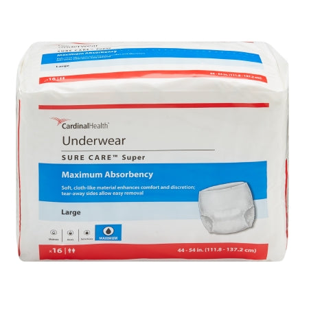 Cardinal Sure Care™ Adult Disposable Absorbent Underwear, Pull On with Tear Away Seams, Heavy Absorbency